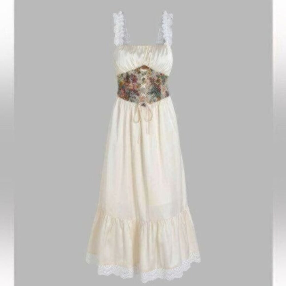 Cider Renaissance Brocade cinched waist maxi Dress Size Large New with tag